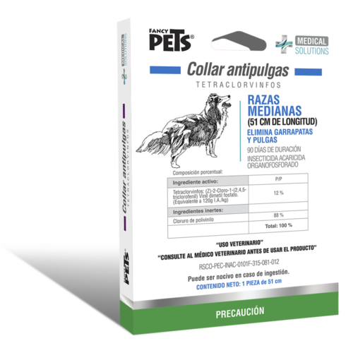 Collar antipulgas para perros raza mediana con duración de 90 días